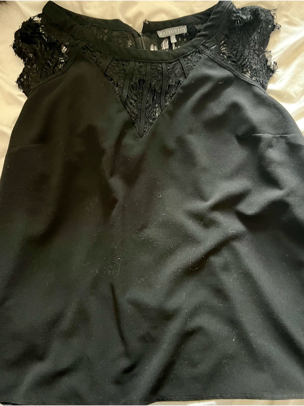 Brixon Ivy Black Lace-Trim Slip Top